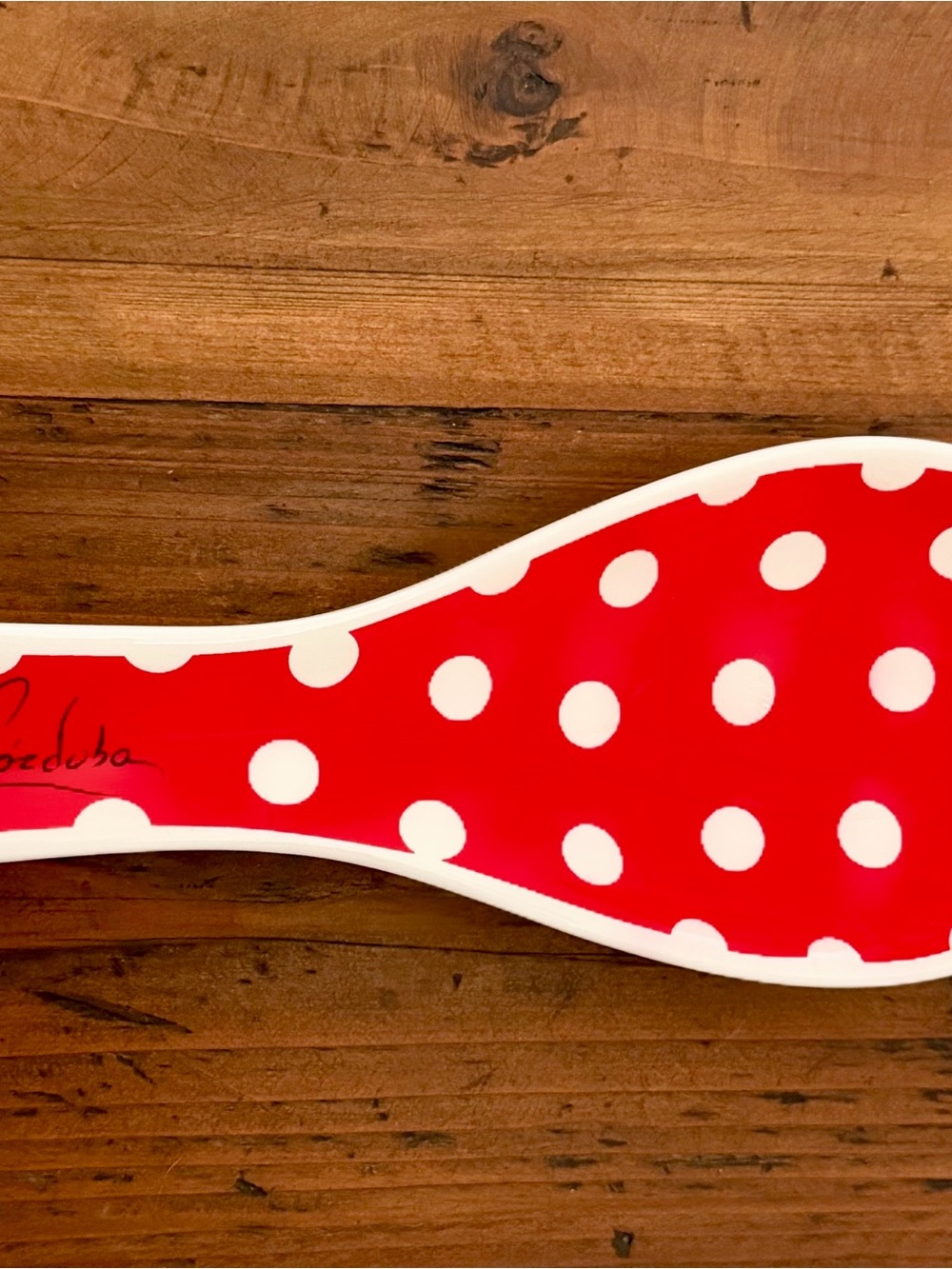 NWT Gavi Fashion Spanish Ceramic Red Polka Dots Spoon Rest